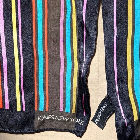 Jones New York 100% Silk Sheer Rainbow Stripe Polka Dot Long Scarf - Picture 2 of 10